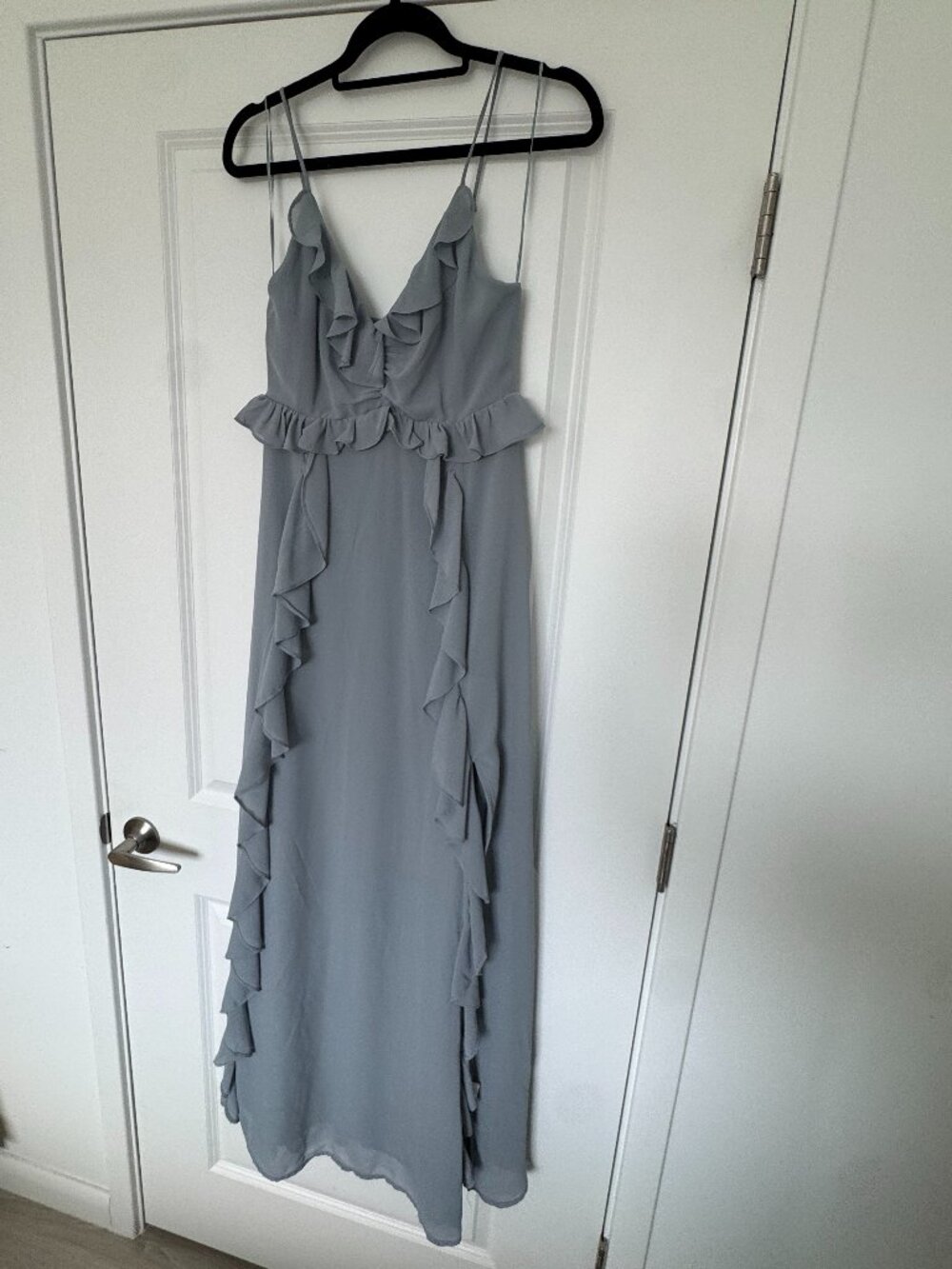 ASTR The Label Dusty Blue Ruffle Maxi Dress Size S